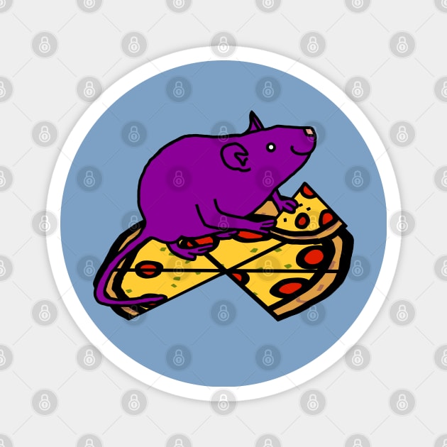 Hungry Purple Rat with Pizza Magnet by ellenhenryart